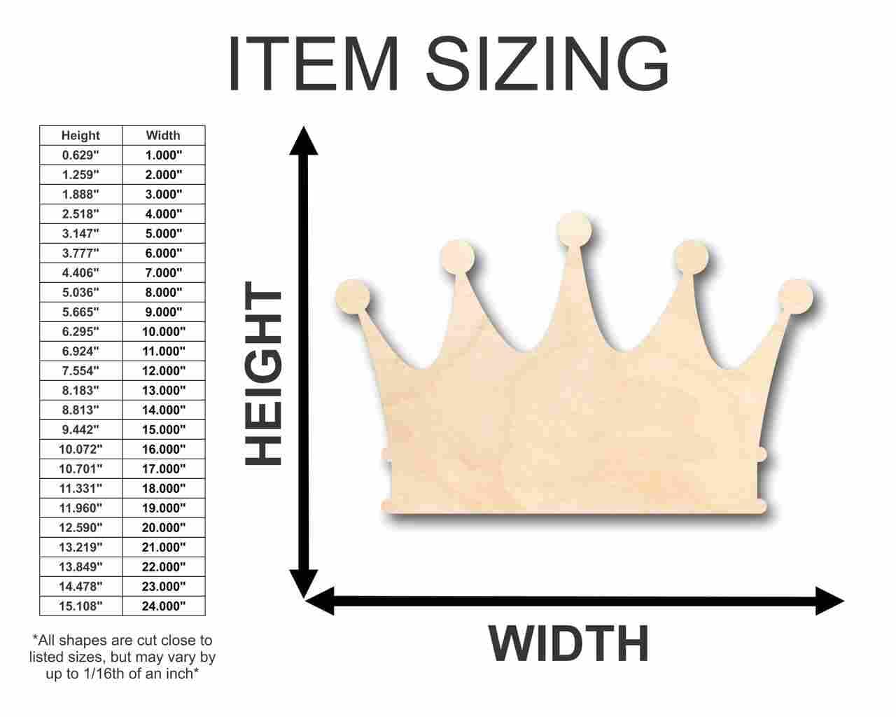 Unfinished Wood Crown Shape - Pirates - Craft - up to 24" DIY 5" / 1/8" 24 Hour Crafts