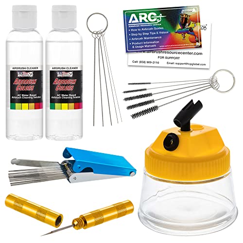 Airbrush Cleaning Kit with Airbursh Cleaning Solution, Cleaning Pot, and Cleaning Tools - WoodArtSupply