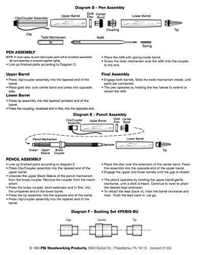 Penn State Industries PKBIGSS2 Big Ben Cigar Twist Ballpoint Pen Kit Starter Package Woodturning Project - WoodArtSupply