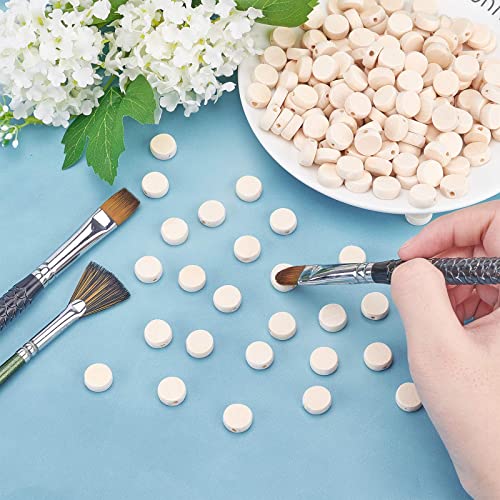 PandaHall 200pcs Natural Flat Wood Beads, 12.5mm(1/2 Inch) Wood Coin Beads Unfinished Round Wooden Slices Wooden Beads for Jewelry Craft Making