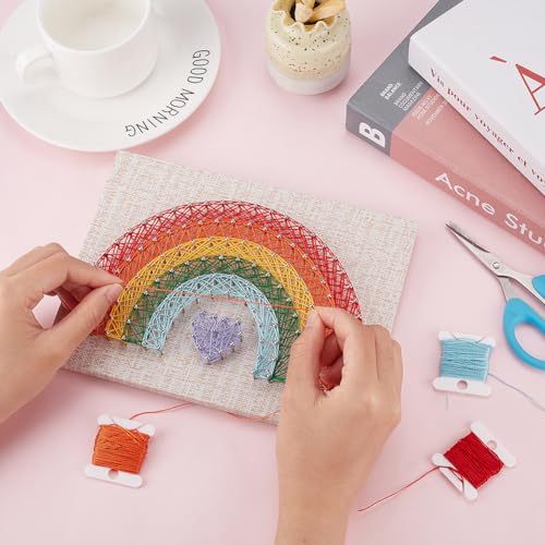 INFUNLY DIY Rainbow String Art Kit 3D String Art Kit Make Your Own String Art Crafts Kit for Adults DIY String Art Kit for Women Students Interesting INFUNLY