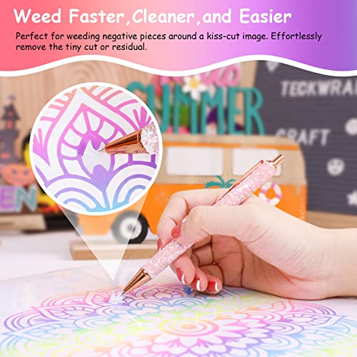 TECKWRAP Air Release Weeding Tool Pin Pen Vinyl Installation Weeding Tool for Vinyl DIY Craft Project (Glitter Pink) TECKWRAP
