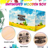 Chumia 48 Pcs Unfinished Wooden Craft Boxes with 40 Paintbrushes Small Wooden Boxes Treasure Chest with Lid and Clasp Wood Storage Box for DIY Baby Chumia