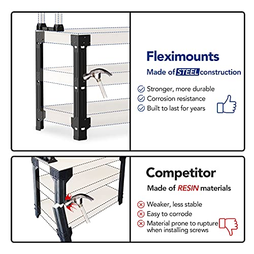 FLEXIMOUNTS Universal Steel Workbench Kit 5 Legs L Shaped Heavy Duty Work Bench for Garage Storage Shelving Workbenches Frame Black Customizable Work - WoodArtSupply