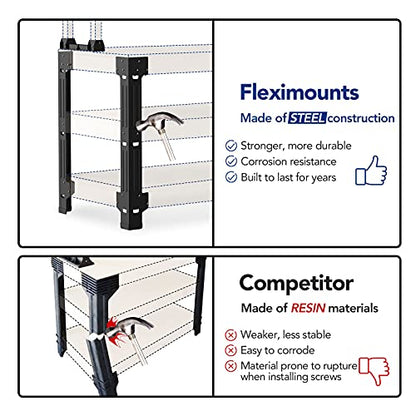 FLEXIMOUNTS Universal Steel Workbench Kit 5 Legs L Shaped Heavy Duty Work Bench for Garage Storage Shelving Workbenches Frame Black Customizable Work - WoodArtSupply