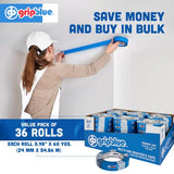 GripBlue Blue Painters Tape 1 inch Wide, Masking Tape Blue .94in x 60yds, 36 Rolls of Blue Paint Tape, 1 Inch Painters Tape for Sharp Lines, Blue GripBlue