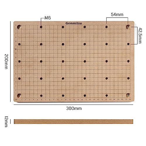 Genmitsu CNC MDF Grid Spoilboard for 3020 CNC Router Machine, Compatible with 3020-PRO Max Perfectly, 300 x 200 x 12mm, M6 Holes (6mm), Screws and Genmitsu