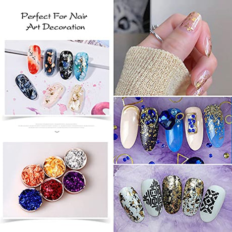 Gold Foil Flakes for Resin, Yibeishu10 Colors Metallic Foil Flakes,Gilding Flakes for Nails, Crafts (Gold, Silver, Copper, Black, Green, Blue, Blue Yibeishu