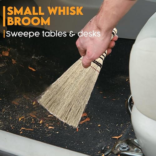 12 Inch Traditional Sorghum Whisk Broom Handmade Multi -Surface Sweeping Driveways, Sidewalk, Remove Dust and Dirt from Porches SN SKENNOVA