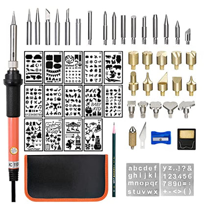 gerleek Wood Burning Kit Woodburning Tool with Soldering Iron 54 PCS Woodburner Temperature Adjustable with Soldering Iron Set Pyrography Wood - WoodArtSupply