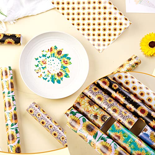 Tintnut Sunflower Permanent Vinyl - 7 Sheets 12"x10", Permanent Vinyl for Cricut Machine, Floral Permanent Vinyl Sheets, Permanent Adhesive Vinyl, Tintnut