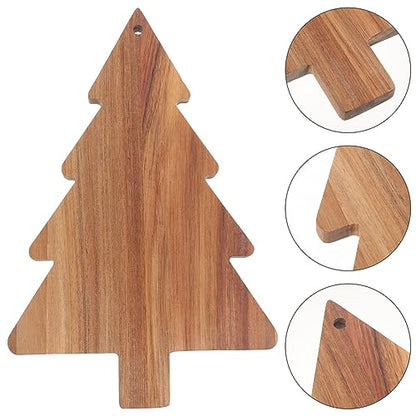 Amosfun Christmas Tree Charcuterie Board, Xmas Cutting Board Fruit Tray Holiday Cheese Board Wooden Appetizer Tray Sushi Serving Tray Dessert Candy - WoodArtSupply