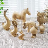 EXCEART Unfinished Wood Animal Ornament Blank Wood Horse Peg Doll Figure Cutout Table Statue Model Desktop Centerpiece for Kids DIY Painting Home EXCEART