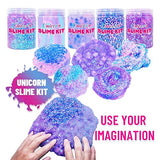 Unicorn Slime Kit for Girls 4-12,Supplies Makes Butter Slime,Candy Confetti Slime,Glimmer, Foam Jelly Cubes Slime Party Favors for Kids OHIECIHY