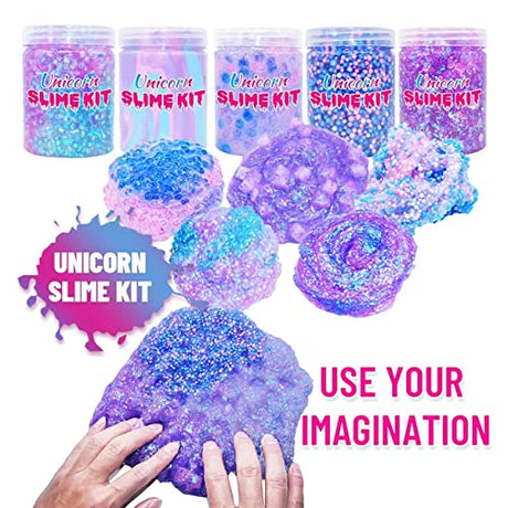 Unicorn Slime Kit for Girls 4-12,Supplies Makes Butter Slime,Candy Confetti Slime,Glimmer, Foam Jelly Cubes Slime Party Favors for Kids OHIECIHY