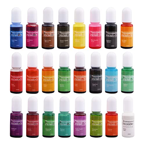 DIYcraft Epoxy Resin Pigment, 24 Colors Liquid Transparent Color Resin Gem Clear Pigment Kit, for DIY Resin Art Jewelry Making, Concentrated UV Resin