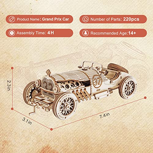 ROKR Model Car Kits Wooden 3D Puzzles Model Building Kits for Adults to Build-Educational Brain Teaser Assembly Model, Desk Decor/DIY Hobbies/Gifts - WoodArtSupply