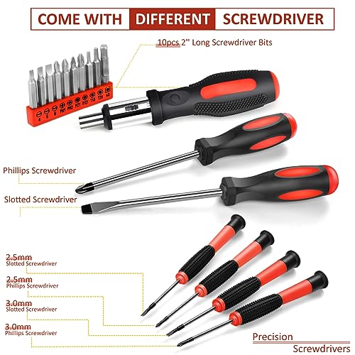 Sundpey Home Tool Kit 148-Pcs - Household Basic portable Hand Repair Tool Set with Case & Ratcheting Screwdriver & Hex Key & Pliers & Wrench & Sundpey