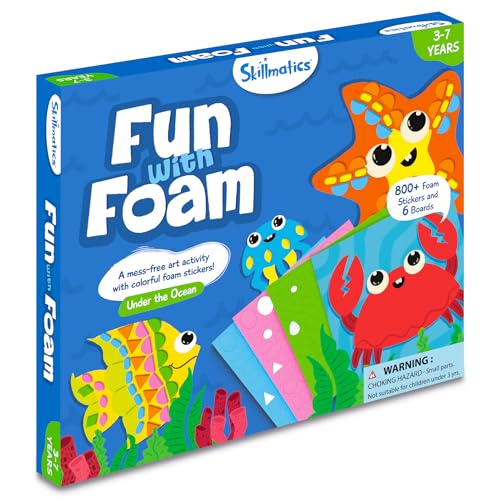 Skillmatics Art Activity - Fun with Foam Underwater Animals, No Mess Sticker Art for Kids, Craft Kits, DIY Activity, Gifts for Boys & Girls Ages 3, Skillmatics