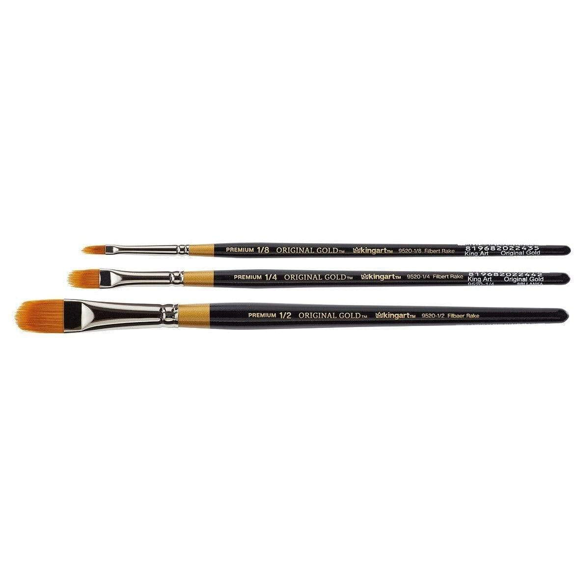 Filbert Rake Brush KINGART B-021 Premium 3 pc. Original Gold 9520 Series Filbert Rake Bru ...