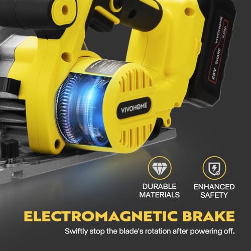 VIVOHOME 7-1/4-Inch Circular Saw Kit, 20V Brushless 4000 RPM, Max Cutting Depth 2-12/25"(90°), 1-5/8"(45°), Cordless Saw with a 4.0-Ah Battery, Fast VIVOHOME