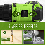 18V Cordless Drill, MAITHEUO Brushless Power Drill with 2Pcs Battery and Charger, 3/8”Keyless Chuck, 2 Variable Speed, 20+1 Torque Setting Electric MAITHEUO