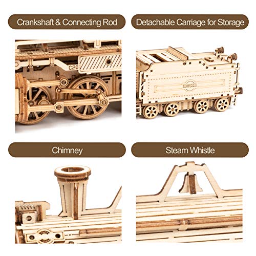 ROKR Prime Steam Express 3D Wooden Mechanical Train Puzzle Kit for Adults and Kids ROKR