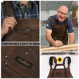 Woodworking Shop Apron - 16 oz Waxed Canvas Work Aprons | Metal Tape holder, Fully Adjustable to Comfortably Fit Men Size S to XXL | Tough Tool Apron ecoZen Lifestyle
