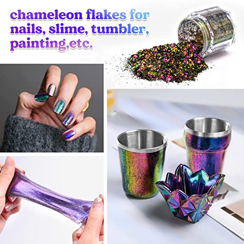 LET'S RESIN Chameleon Flakes, Resin Supplies -Intense Color Shift Pigment Powder for Resin Molds/Tumblers, Chrome Powder Pigment for Christmas Nail LET'S RESIN