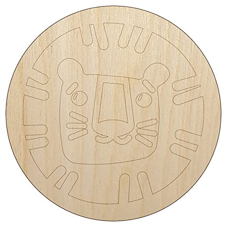 Lion Face Doodle Unfinished Wood Shape Piece Cutout for DIY Craft Projects - 1/8 Inch Thick - 6.25 Inch Size Sniggle Sloth