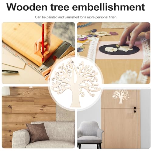 Milisten 10pcs Family Tree Wood Cutouts, Blank Wooden Tree Embellishments, Wooden Thanksgiving Christmas Tree Ornaments for DIY Crafts Weddings Home