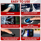FORTEM Tire Inflator Portable Air Compressor 150 PSI, Bike Pump, 12V Electric Air Pump for Car Tires and Bicycles w/LED Light, Digital Tire Pressure FORTEM