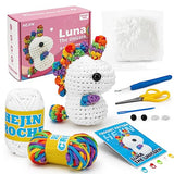 Crochet Kit for Beginners, Unicon Crochet Kits for Kids and Adults Include Rainbow Yarn, Videos Tutorials, Eyes, and Crochet Hook - Crochet Animal HEJIN