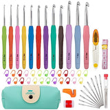 MECHEER Crochet Hooks 12 Sizes Crochet Hook Set, 51 Pack Yarn Crochet Kit for Beginners, Knitting Needles with Ergonomic Handles for Arthritic Hands, MECHEER