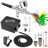COSVII 40 PSI Airbrush Kit, Multi-Function Dual-Action Airbrush Set, Air Brush Kit with Air Compressor 3 Gears Pressure Adjustable for Painting Art COSVII