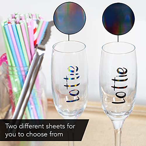 Black Metallic Vinyl Holographic & Oil Slick Vinyl Permanent for Cricut: [10PK, 12 x 11 inch] Black Chrome Vinyl, Chrome Vinyl & Black Holographic Kraftex