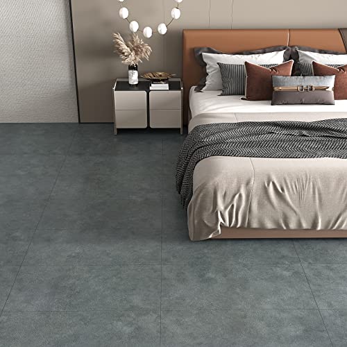 VEELIKE 12''x24'' Peel and Stick Floor Tile Waterproof Grey Floor Tile Stickers 24-Pack Concrete Look Peel and Stick Flooring Tiles for Kitchen VEELIKE