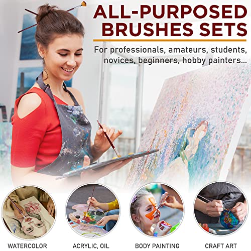 DUGATO Artist Paint Brush Set 13pcs, Long Handle Oil Acrylic Paint Brushes, Watercolor Brush Set for Body, Face, Rock, Canvas Drawing Art Crafts DUGATO