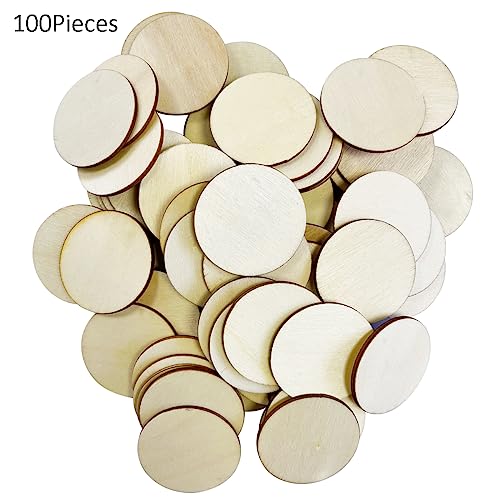 100 PCS Unfinished Round Wood Slices 1.5 inch Wooden Circles for Crafts  Wood