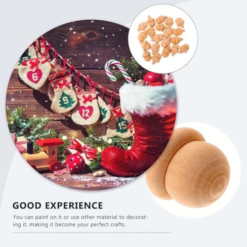Amosfun 20 Pcs DIY Wooden Christmas Peg Dolls Unfinished Wooden Peg Doll for Arts and Crafts Living Room Office Home Ornament (Acorns) Amosfun