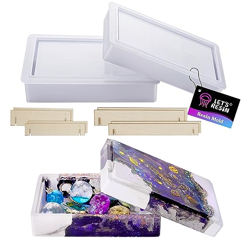 LET'S RESIN Storage Box Molds, Silicone Resin Box Molds, Storage Container with Sliding Lid Design, Epoxy Molds Silicone for Resin Casting, Jewelry, LET'S RESIN