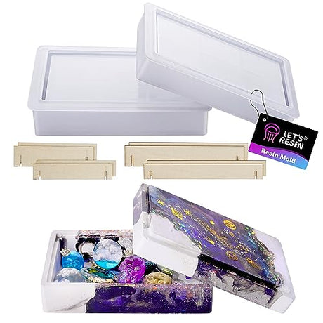 LET'S RESIN Storage Box Molds, Silicone Resin Box Molds, Storage Container with Sliding Lid Design, Epoxy Molds Silicone for Resin Casting, Jewelry, LET'S RESIN