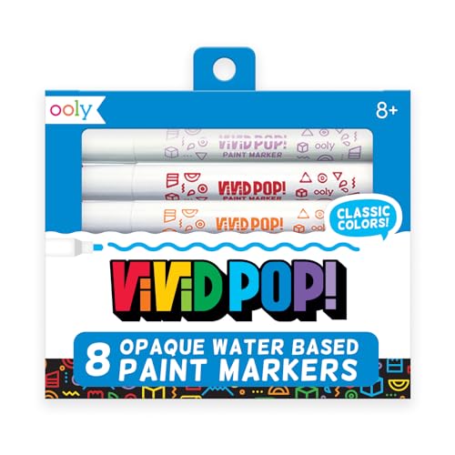 Ooly Vivid Pop! [Set of 8] Super Bright Water Based Paint Markers - Erases off Whiteboards, Windows, Mirrors- For Kids, School Supplies, Art Ooly