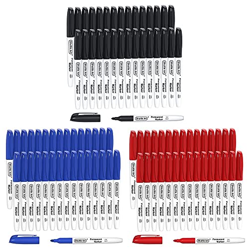 Shuttle Art Permanent Markers Bundle, 30 Pack Black 30 Pack Blue and 30 Pack Red Permanent Marker set,Fine Point, Works on Plastic,Wood,Stone,Metal Shuttle Art