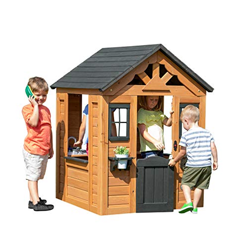 Backyard Discovery Sweetwater All Cedar Wooden Playhouse, Light Brown - WoodArtSupply