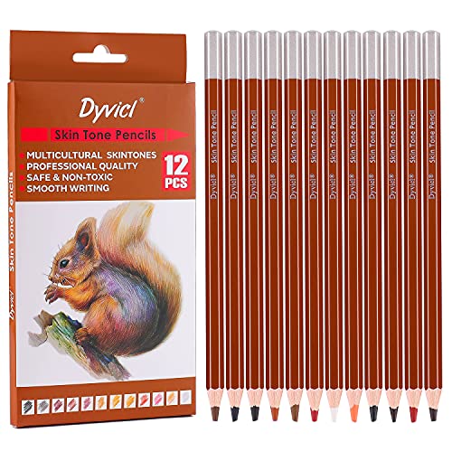 Dyvicl Skin Colored Pencils Skin Tone Pencils Portrait Set, 12 Colors Soft Core Art Pencils for Drawing, Sketching, Shading, Coloring, Colored - WoodArtSupply