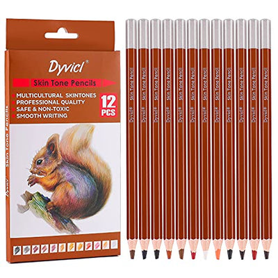 Dyvicl Skin Colored Pencils Skin Tone Pencils Portrait Set, 12 Colors Soft Core Art Pencils for Drawing, Sketching, Shading, Coloring, Colored