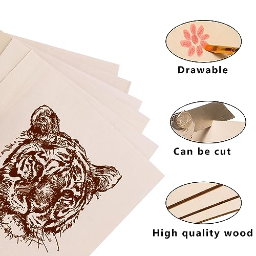 6 Packs Basswood Sheets for Crafts-6 x 6 x 1/13 Inch- 2mm Thick Plywood Sheets with Smooth Surfaces-Unfinished Wood Boards for Laser Cutting, DIY