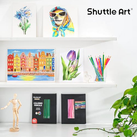 Shuttle Art 80 Regular Colored Pencils, Colored Pencils for Adult Coloring, Soft Core Color Pencils, Coloring Pencils for Adults Kids Artists Shuttle Art