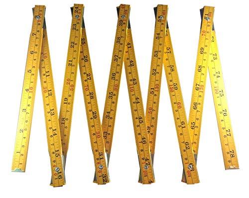 Binzer Folding Wooden Stick Ruler, Inch & Metric (6-foot-6-inch/2-Meter When Straight), Carpenters/General Use Binzer
